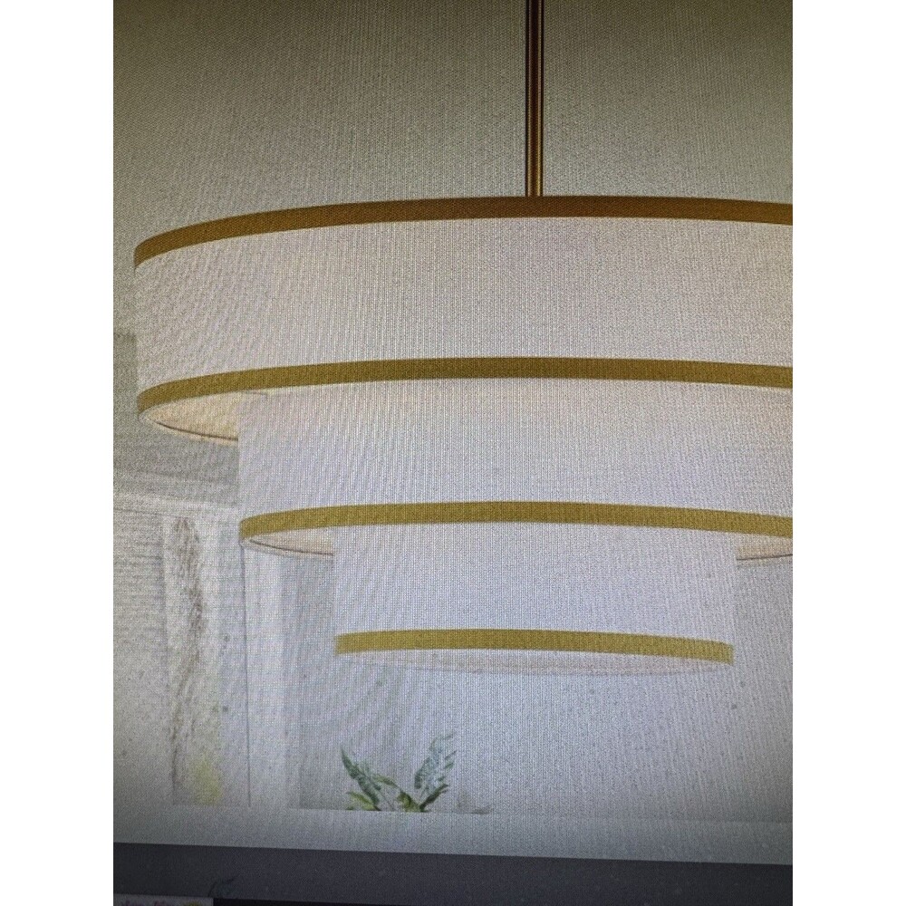19.7” 4-Light Dimmable Three Tiered Drum Chandelier